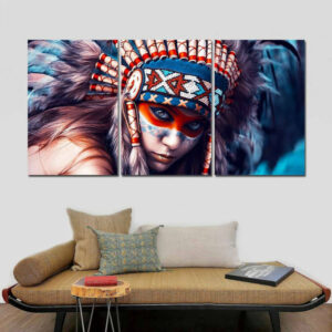 3 panel canvas wall art canvas native indian girl 1