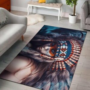 3d native girl native american area rug 1