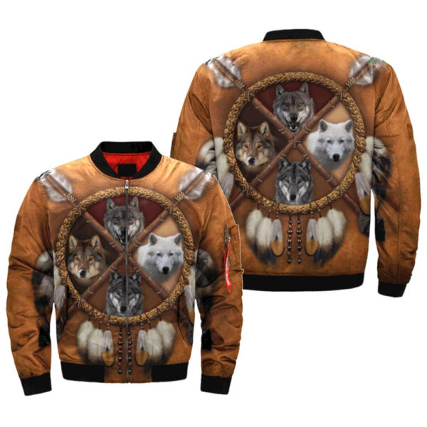 4 wolves dream catcher native bomber jacket jknative 0026