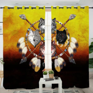 4 wolves warrior dreamcatcher native american living room curtain 1
