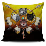 4 wolves warriors native american pillow covers