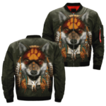american native wolf bomber jacket jknative 0029