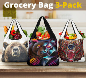 bear design pattern grocery bags new 1