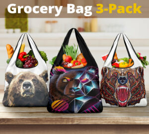 bear design pattern grocery bags new