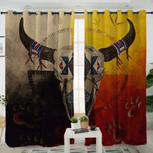 bison medicine wheels native american living room curtain