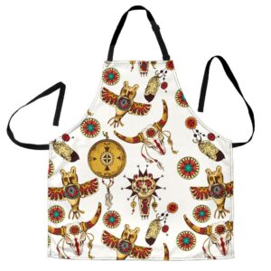 bison owl feather native american apron