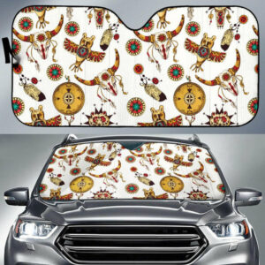 bison owl feather native american auto sun shades 1