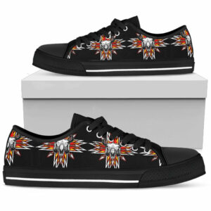 bison red arrow native american design low top canvas shoes