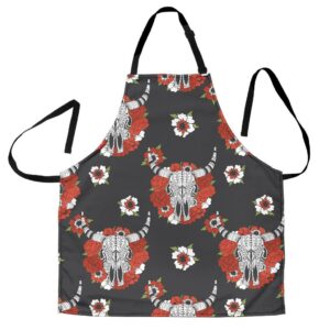 bison red rose native american apron