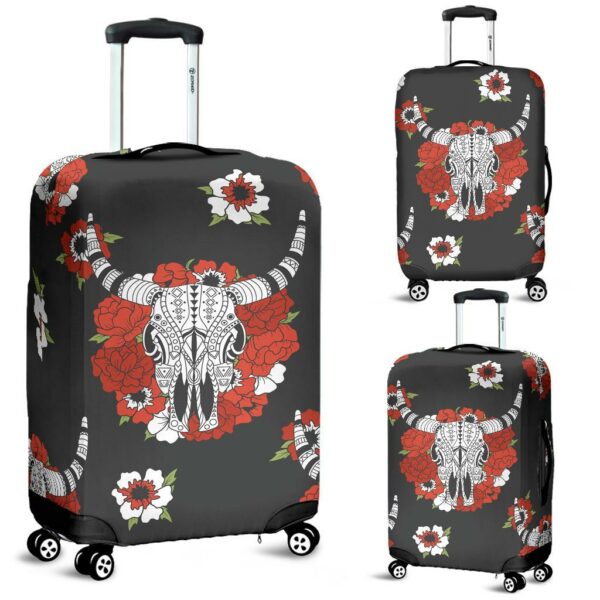 bison skull flower native american luggage covers