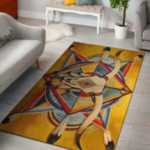 bison yellow native american pride area rug