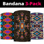 black geometric native american bandana 3 pack new