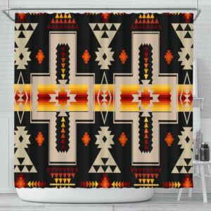 black native tribes pattern native american shower curtain 1