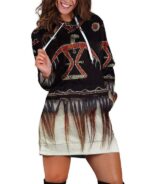 black pattern hoodie dress