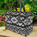 black pattern native leather bag