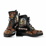 black pattern native leather martin short boots 1