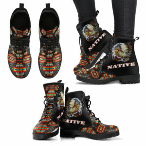 black pattern native leather martin short boots 4