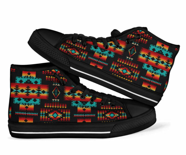 black tribal native american high top shoes