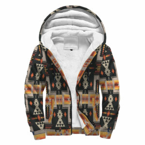 black tribe border native american aop sherpa hoodie