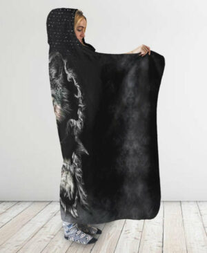 black wolf hooded blanket 1