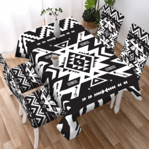 blackwhite pattern design native american tablecloth chair cover