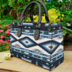 blue colors pattern leather bag