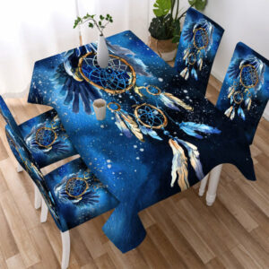blue dreamcatcher pattern design native american tablecloth chair cover