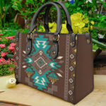 blue pattern brown bathroom leather bag