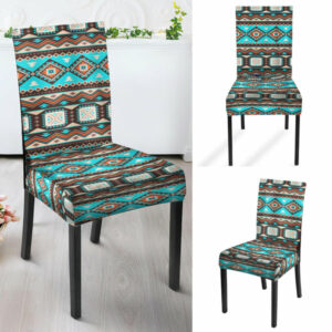 blue pattern design native american tablecloth chair cover 1