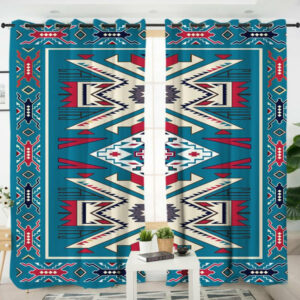 blue pink native design native american living room curtain 1