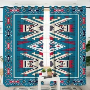 blue pink native design native american living room curtain