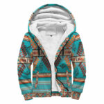 Blue Thunderbird Dreamcatcher Pattern Native American AOP Sherpa Hoodie