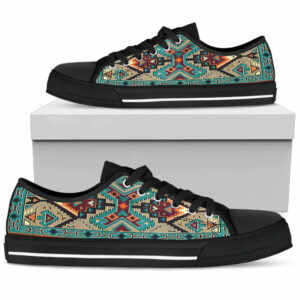 blue tribal pattern native american design mens low top canvas shoe