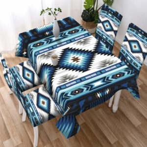 blue tribe design native american tablecloth chair cover 1