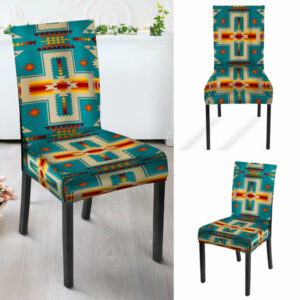 blue tribe design native american tablecloth chair cover 2