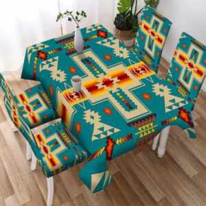 blue tribe design native american tablecloth chair cover