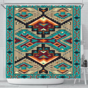 blue tribe pattern native american design shower curtain 1