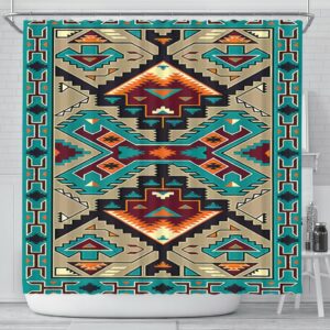 blue tribe pattern native american design shower curtain