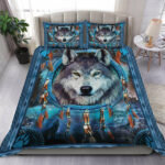blue wolf native american bedding set