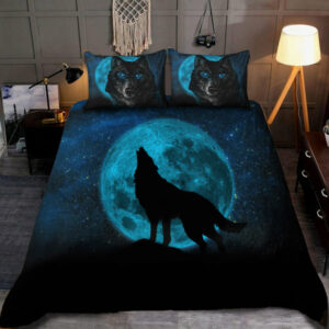 blue wolf spirit native american bedding set 1
