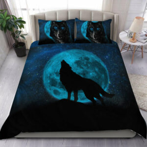 blue wolf spirit native american bedding set