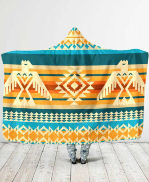 border pattern hooded blanket