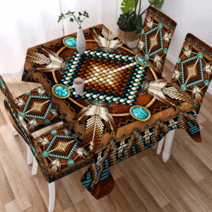 brown arrow design native american tablecloth chair cover