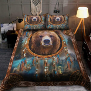 brown bear dreamcatcher native american bedding set 1