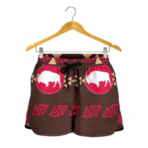 brown bison all over print womens shorts 1