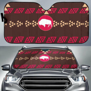 brown bison native american design auto sun shades 1