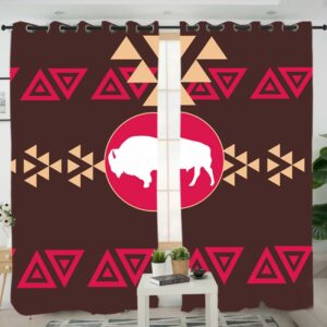 brown bison native american living room curtain