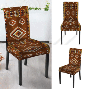 brown pattern design native american tablecloth chair cover 1