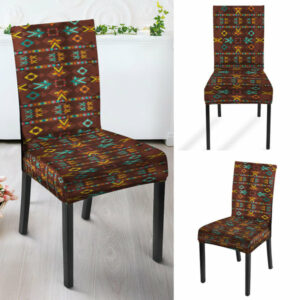 brown pattern design native american tablecloth chair cover 1