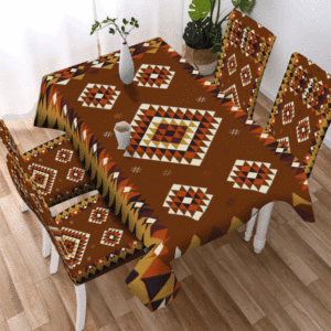 brown pattern design native american tablecloth chair cover